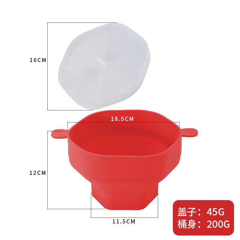 Silicone popcorn bucket with handle silicone popcorn bowl microwave oven foldable popcorn bucket