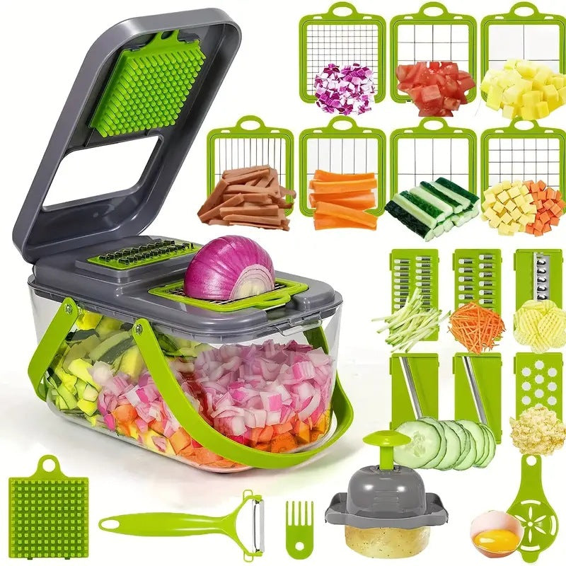 Kitchen multi-function vegetable cutter slicer grater onion potato dicer vegetable cutter 22-piece set patented design