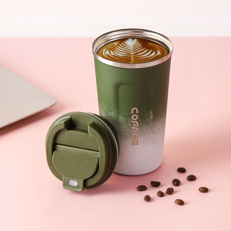 Stainless steel car vacuum coffee cup outdoor leisure simple thermos cup portable double-layer office tea cup wholesale