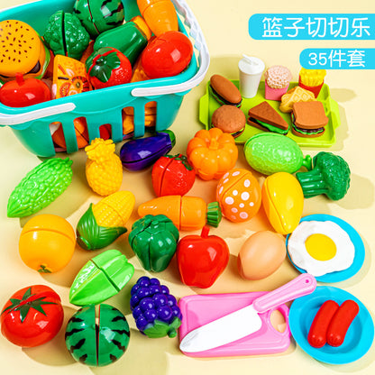 Fruit cutting toys Qieqiele girls simulation vegetable cake basket children's play house kitchen toy set