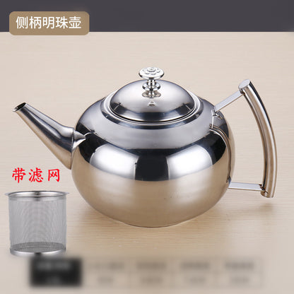 Stainless steel teapot, commercial kettle, catering teapot with filter, restaurant and hotel teapot.