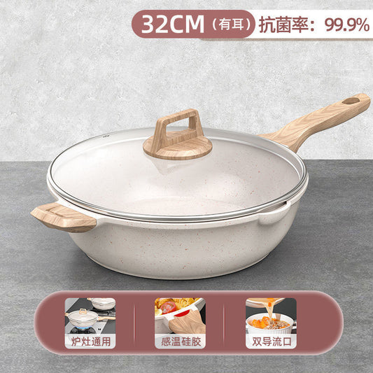 Cross-border aluminum pan Maifan stone thick bottom non-stick pan frying pan multi-functional household smokeless pan electric stove universal pan summer