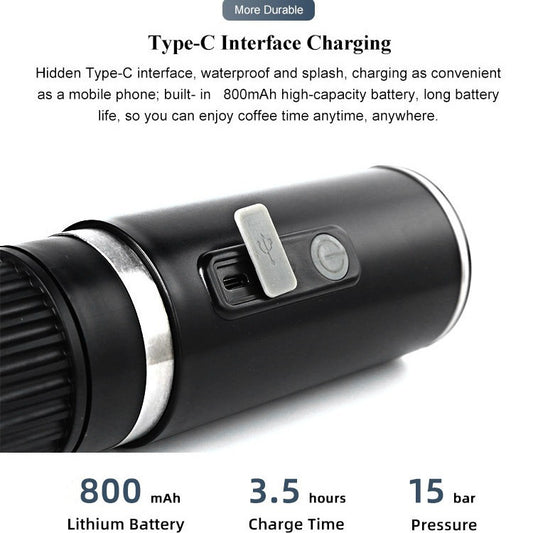 Portable capsule coffee machine Italian high pressure wireless electric portable coffee pot outdoor capsule coffee powder dual use