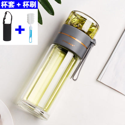 New tea and water separation glass double-layer men's water cup girls portable office tea cup personal tea brewing cup