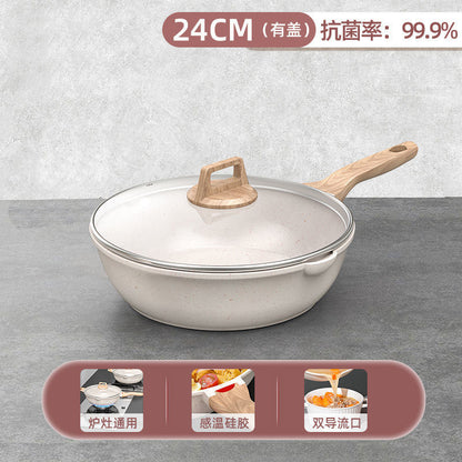 Cross-border aluminum pan Maifan stone thick bottom non-stick pan frying pan multi-functional household smokeless pan electric stove universal pan summer