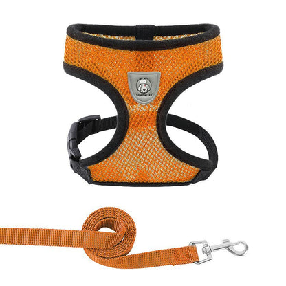 New vest-style pet leash nylon mesh dog harness set, reflective for dogs, available for wholesale.