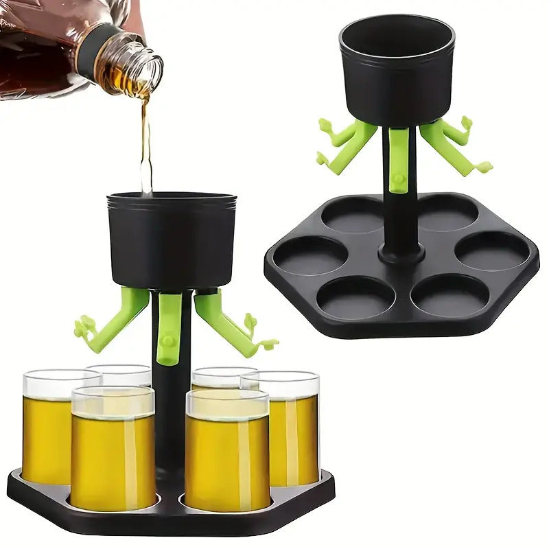 Hexagonal Points Glass Wine Dispenser, Party Wine Dispenser, Wine Glass Tray Set