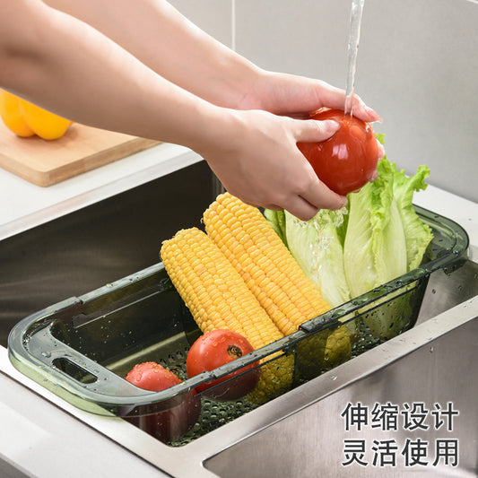 New sink drain basket home kitchen vegetable and fruit drain plastic basket adjustable telescopic storage rack