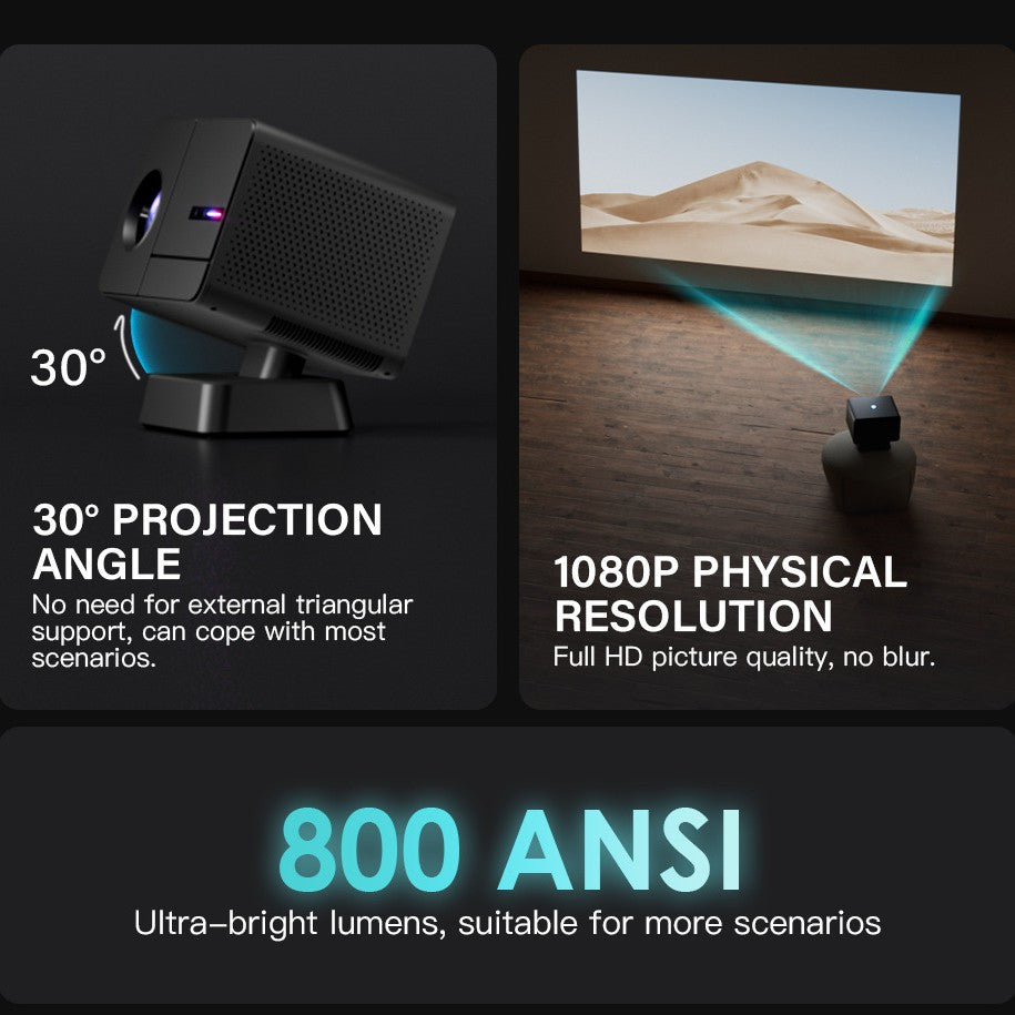 Black Hot Sale P50 800 ANSI 1080P HD Blu-ray Autofocus Home Living Room Projector