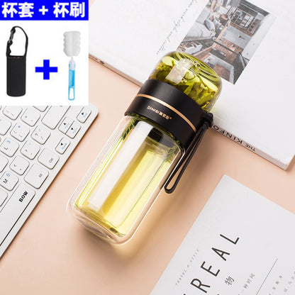 New tea and water separation glass double-layer men's water cup girls portable office tea cup personal tea brewing cup