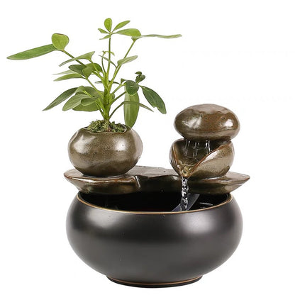 Simple small water ornaments ceramic fortune-attracting Chinese Zen tea table tea table office desktop study decoration
