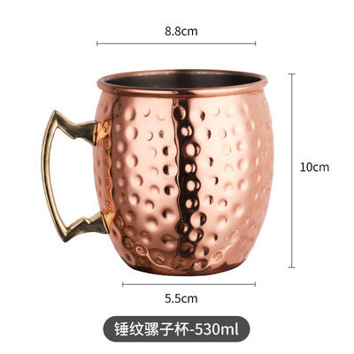 Cross-border hot selling Moscow cup mule cup 304 stainless steel copper-plated hammer point cup bare body cup wine glass cocktail cup