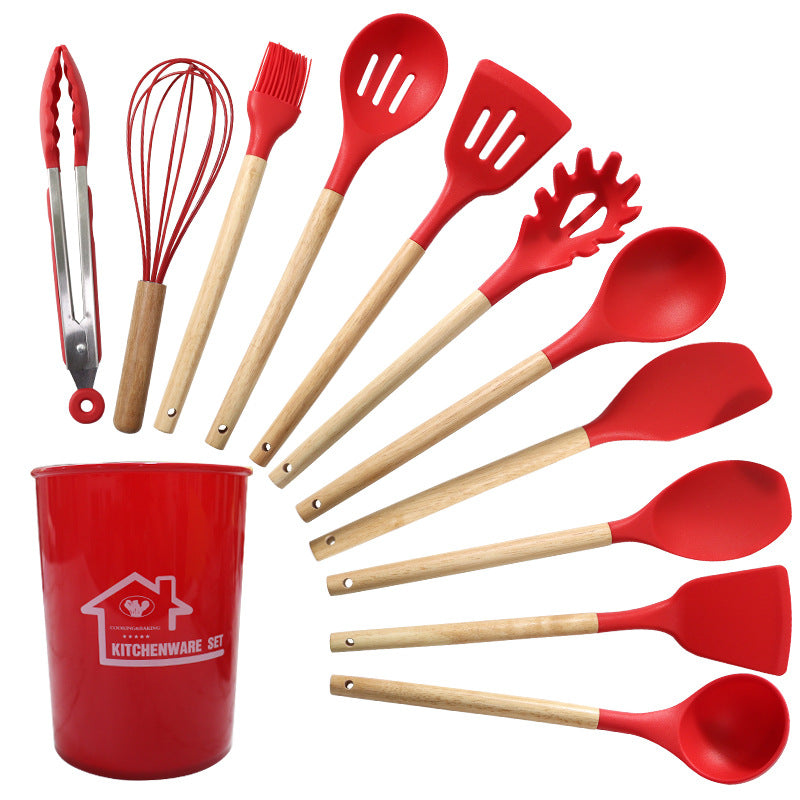 Silicone kitchenware set 12 pieces silicone spatula soup spoon non-stick food grade silicone spatula household kitchenware wholesale