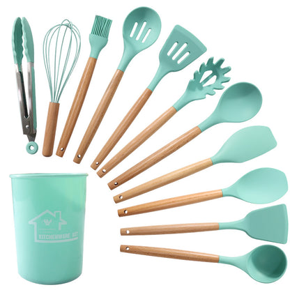Silicone kitchenware set 12 pieces silicone spatula soup spoon non-stick food grade silicone spatula household kitchenware wholesale