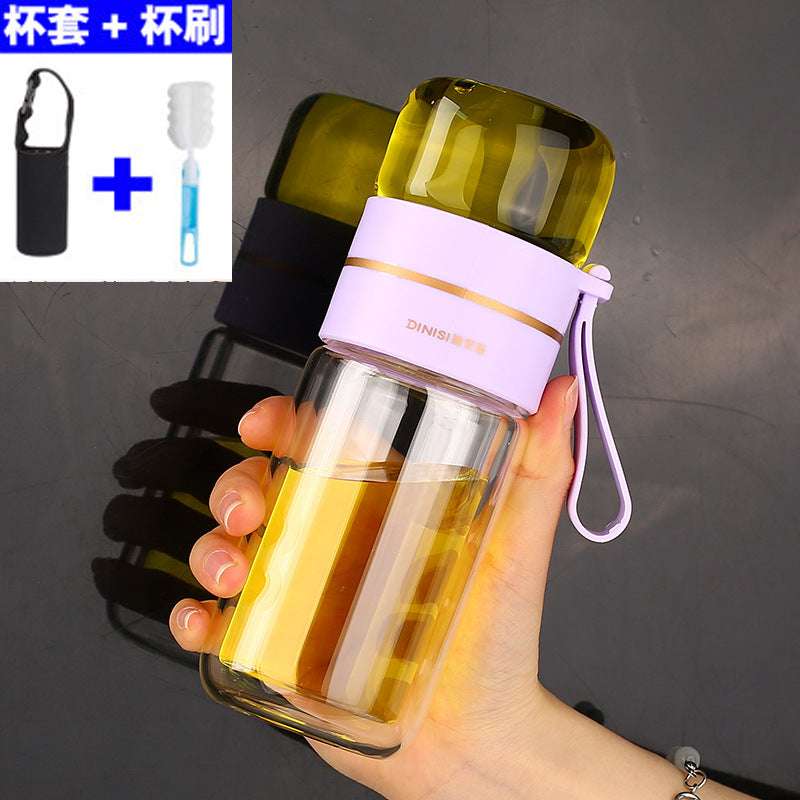 New tea and water separation glass double-layer men's water cup girls portable office tea cup personal tea brewing cup