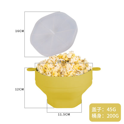 Silicone popcorn bucket with handle silicone popcorn bowl microwave oven foldable popcorn bucket