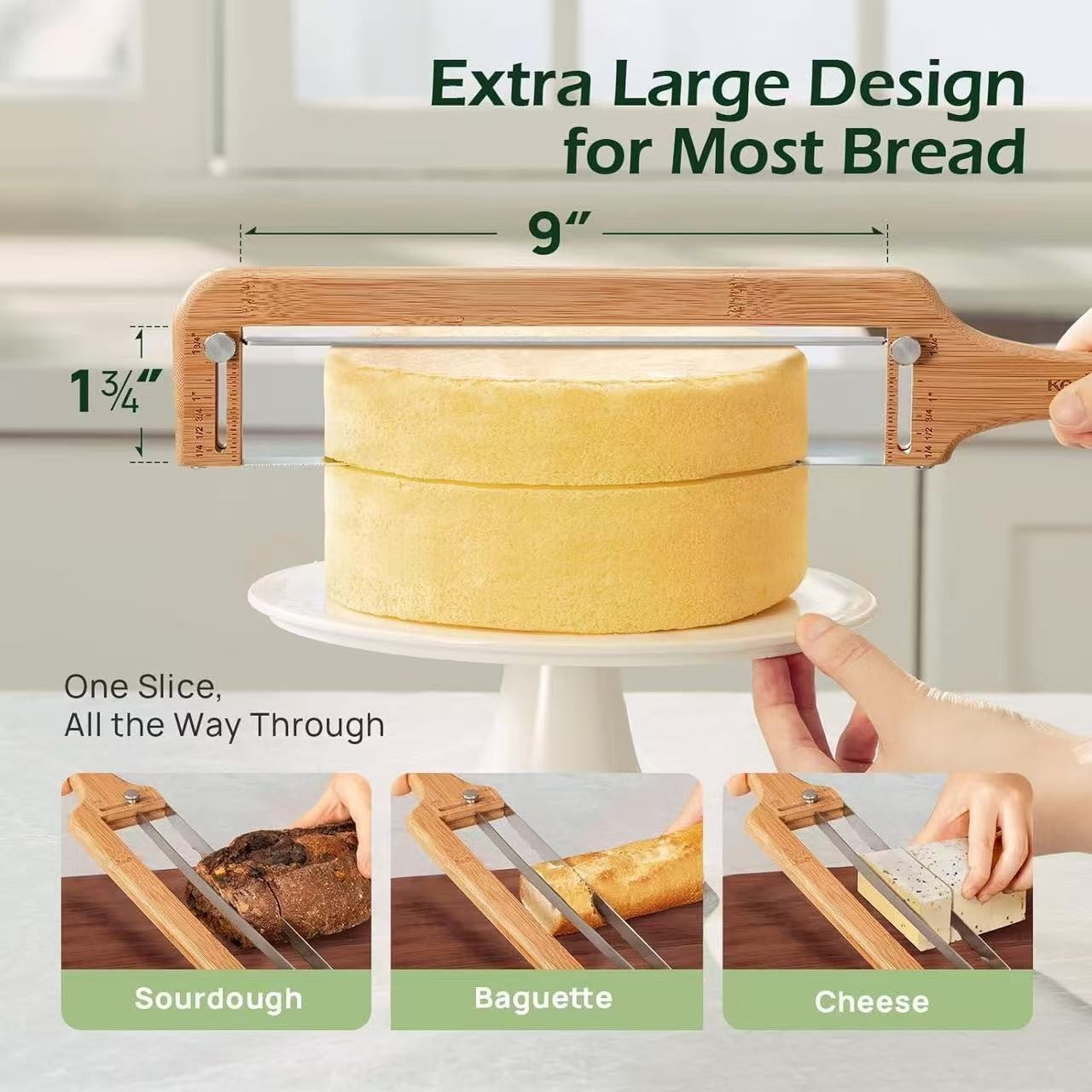 New wooden bread slicer, household wooden bread slicer, serrated wooden knife, bread cutter.