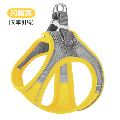 New vest-style pet leash nylon mesh dog harness set, reflective for dogs, available for wholesale.