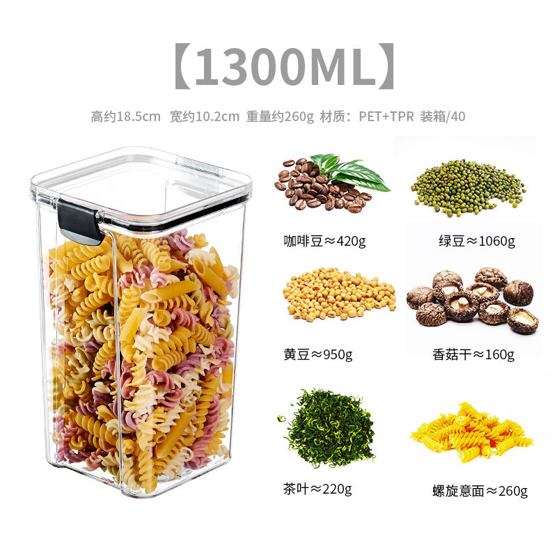 Square flower tea packaging box, 460ml, four-compartment plastic airtight container, food-grade storage box.