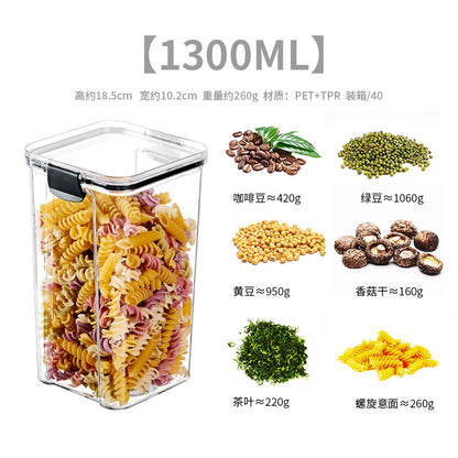 Square flower tea packaging box, 460ml, four-compartment plastic airtight container, food-grade storage box.