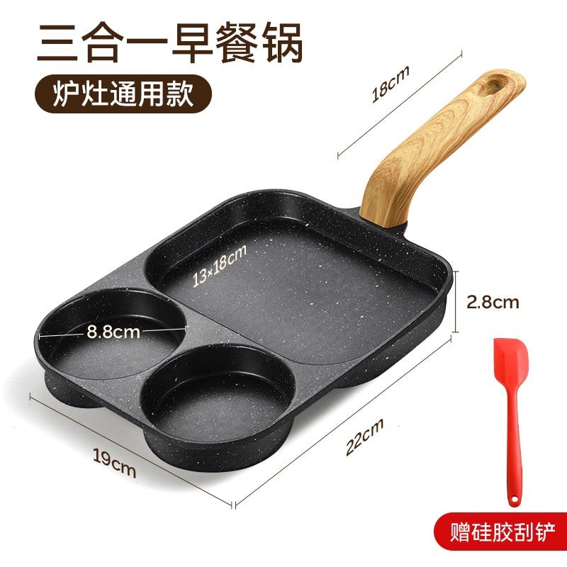 Medical stone bacon steak pan household breakfast pan fried egg artifact non-stick three-in-one egg hamburger pan