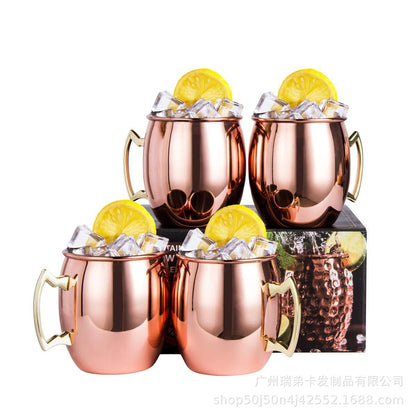 Cross-border hot selling Moscow cup mule cup 304 stainless steel copper-plated hammer point cup bare body cup wine glass cocktail cup