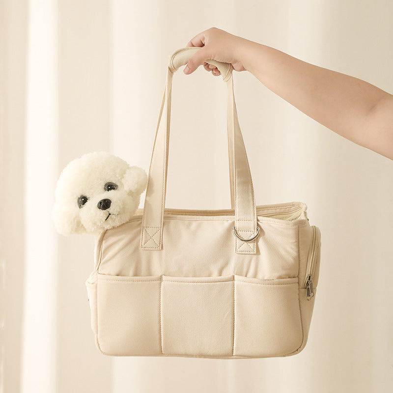 Korean-style stylish portable cat bag, handbag, dog bag, crossbody pet shoulder bag, breathable cat bed