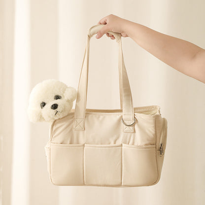 Korean-style stylish portable cat bag, handbag, dog bag, crossbody pet shoulder bag, breathable cat bed