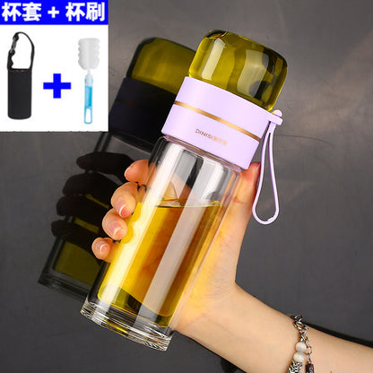 New tea and water separation glass double-layer men's water cup girls portable office tea cup personal tea brewing cup