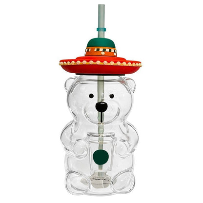 Glass Bear Cup Limited Edition, a popular cross-border e-commerce design cup featuring a bear-shaped barista design, is now available for cold drinks.