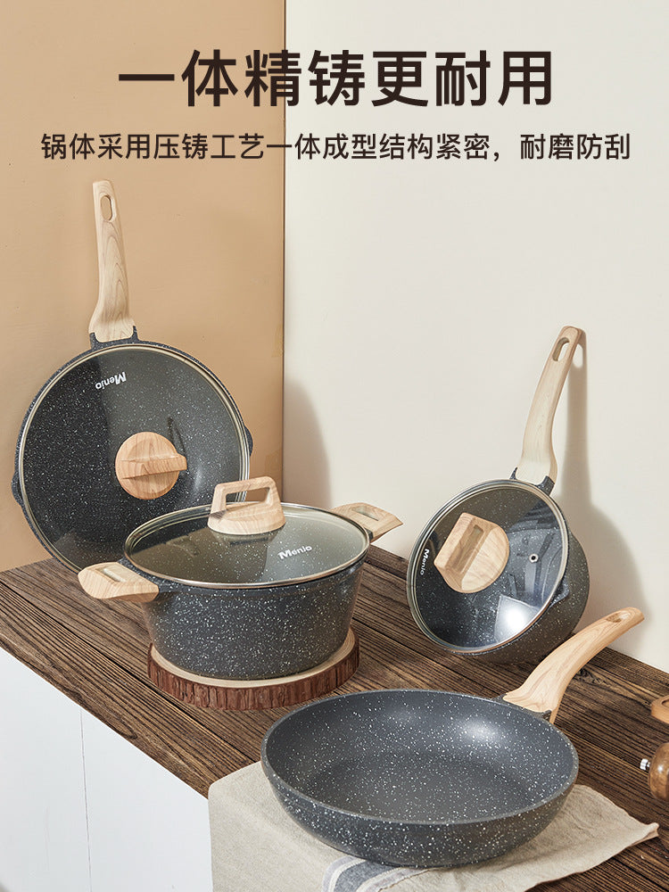 Pot set full set of household medical stone non-stick pan frying pan