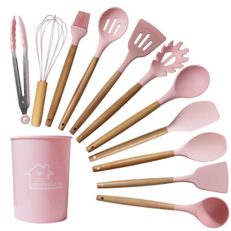 Silicone kitchenware set 12 pieces silicone spatula soup spoon non-stick food grade silicone spatula household kitchenware wholesale