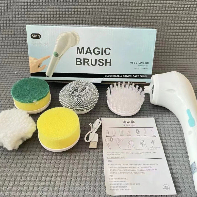 Cross-border best-selling electric cleaning brush, long-handled, handheld, multi-functional, rechargeable, portable kitchen dishwashing brush.
