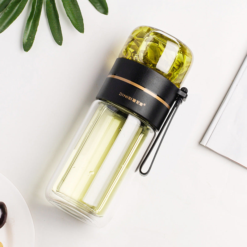 New tea and water separation glass double-layer men's water cup girls portable office tea cup personal tea brewing cup