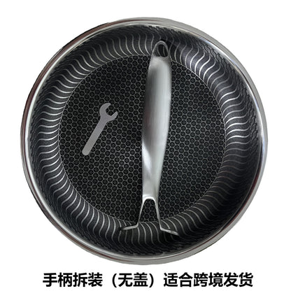 Cross-border 316 stainless steel uncoated honeycomb non-stick frying pan household double-sided screen pan induction cooker suitable for 30