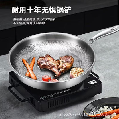 Cross-border spot frying pan, uncoated hammered frying pan, steak pan, household frying pan, stainless steel non-stick pan, iron pan