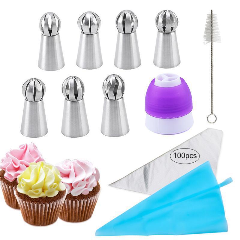 Manufacturer's spot 3-piece torch decoration nozzle one-piece molding cake decoration tool spherical decoration nozzle