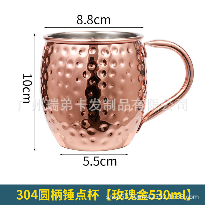 Cross-border hot selling Moscow cup mule cup 304 stainless steel copper-plated hammer point cup bare body cup wine glass cocktail cup