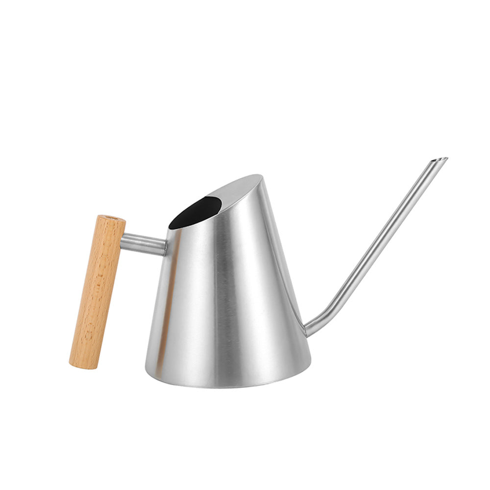 New long mouth fleshy watering kettle household watering kettle wooden handle stainless steel watering kettle gardening tools