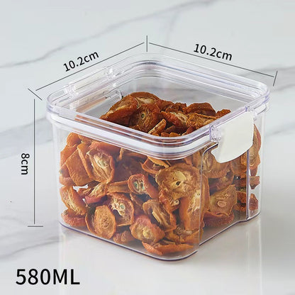 Square flower tea packaging box, 460ml, four-compartment plastic airtight container, food-grade storage box.