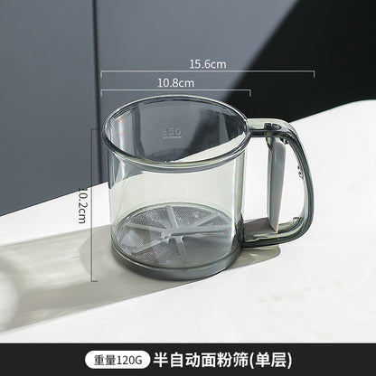 Flour sieve handheld semi-automatic flour filtering artifact baking special sieve home kitchen ultra-fine filter cup net