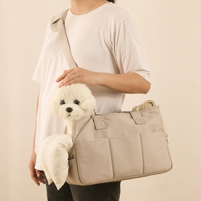 Korean-style stylish portable cat bag, handbag, dog bag, crossbody pet shoulder bag, breathable cat bed