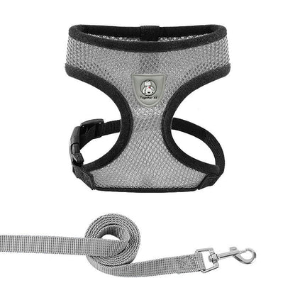 New vest-style pet leash nylon mesh dog harness set, reflective for dogs, available for wholesale.