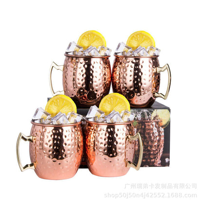 Cross-border hot selling Moscow cup mule cup 304 stainless steel copper-plated hammer point cup bare body cup wine glass cocktail cup