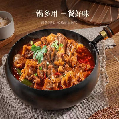 Big belly pot pure hand-forged small frying pan mini small iron pot uncoated non-stick household cooking pot