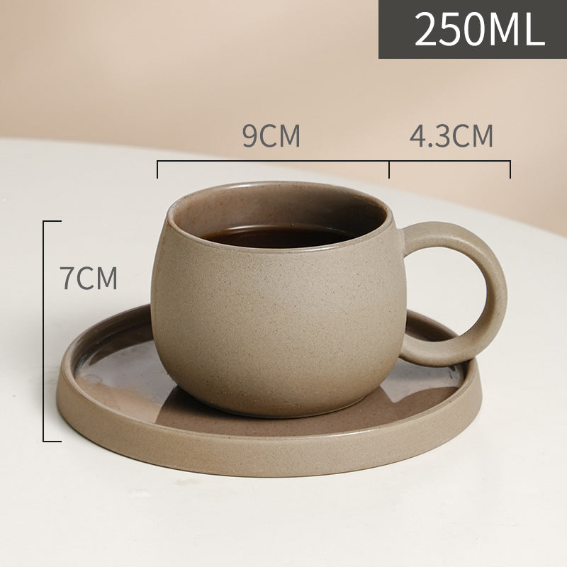 Coffee cup set ceramic retro stoneware Japanese mug saucer combination wholesale Nordic afternoon tea breakfast cup