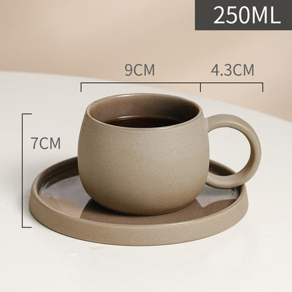 Coffee cup set ceramic retro stoneware Japanese mug saucer combination wholesale Nordic afternoon tea breakfast cup