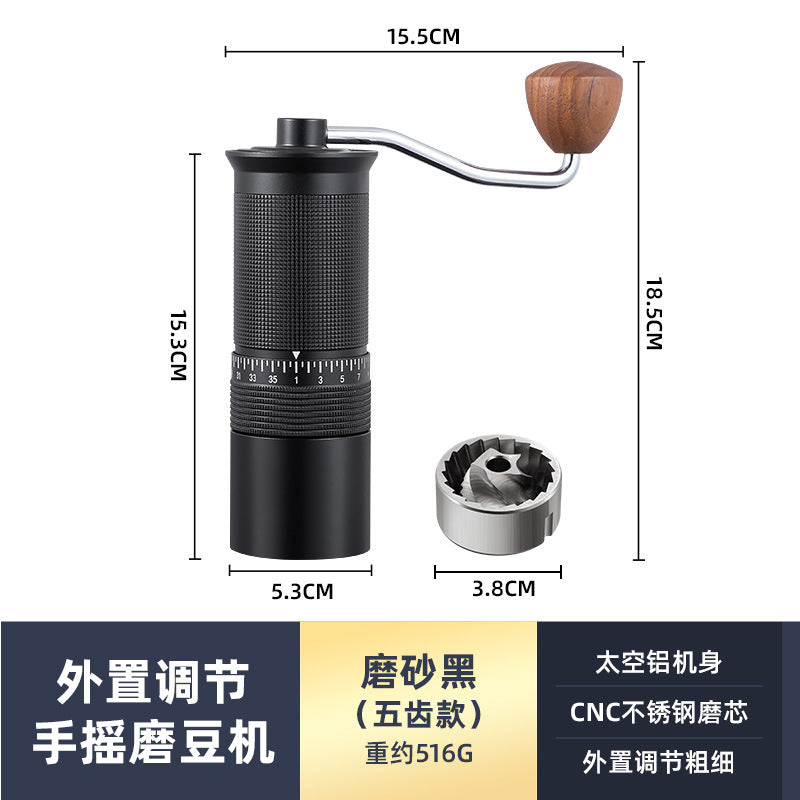 New diamond pattern coffee grinder CNC grinding core extended handle saves time and effort and can be adjusted for coarseness and fineness for home and outdoor use