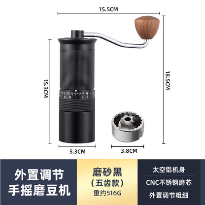 New diamond pattern coffee grinder CNC grinding core extended handle saves time and effort and can be adjusted for coarseness and fineness for home and outdoor use