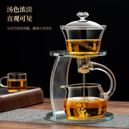 Semi-automatic teapot and tea set, Sky Mirror lazy tea set, deluxe magnetic tea maker for home use.